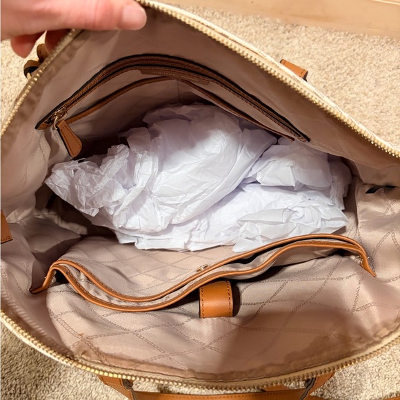 Michael Kors Cream and Tan Logo Tote - Picture 5 of 5